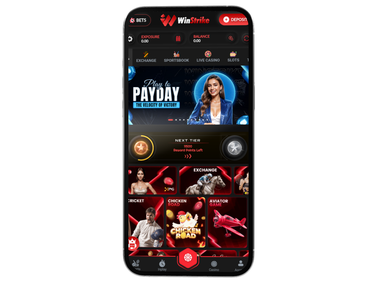 Winstrike App Live Matches Screenshot