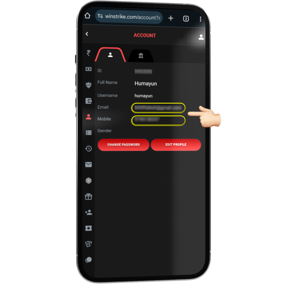 Winstrike Verification Fields Screen